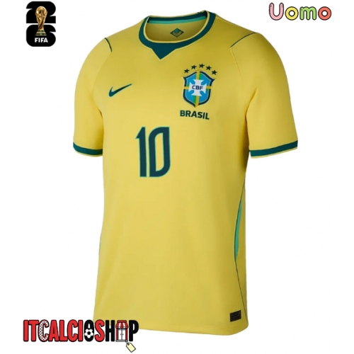 Brasile Neymar Jr #10 Prima Maglia Mondiali 2026 Manica Corta